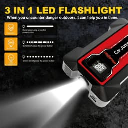 12V Portable Jump Starter Power Bank, Fast Charging with Emergency LED Light, Car Battery Booster for Petrol Diesel Auto SUV