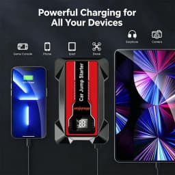 12V Portable Jump Starter Power Bank, Fast Charging with Emergency LED Light, Car Battery Booster for Petrol Diesel Auto SUV
