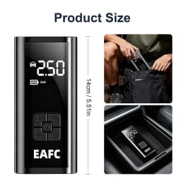 EAFC Wireless Car Tire Inflator Portable Air Compressor, 150PSI Electric Auto Tire Pump with Digital Pressure Gauge, Auto Shut Off, LED Flashlight, Air Pump for Car Motorcycle Bike Ball