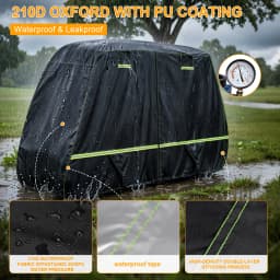 Waterproof Golf Cart Cover 2/4/4+2 Passenge 210D All-Weather Protective Outdoor Covers Dustproof Windproof Durable with Zipper