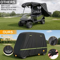 Waterproof Golf Cart Cover 2/4/4+2 Passenge 210D All-Weather Protective Outdoor Covers Dustproof Windproof Durable with Zipper