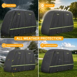 Waterproof Golf Cart Cover 2/4/4+2 Passenge 210D All-Weather Protective Outdoor Covers Dustproof Windproof Durable with Zipper