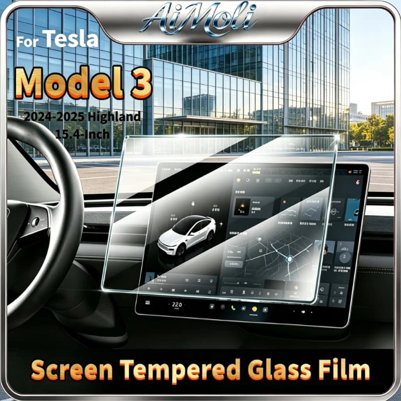 For 2024‑2026 Tesla Model 3 15.4-Inch Central 9H Screen Protector Tempered Glass Film Anti‑Scratch Anti‑Fingerprint Anti‑Grease