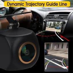 Car Backup Camera with Dynamic Trajectory Guide Line,Fisheye Golden Lens Front/Rear/Left/Right View Backup Camera for Car SUV RV
