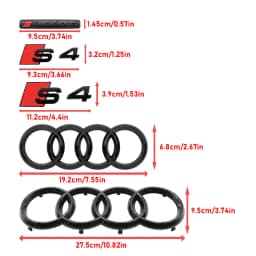 Glossy Black 192mm 275mm Car Styling Hood Front Bonnet Grill Rear Trunk S4 Badge Emblem Stickers For Audi S4 2010-2019 Accessory