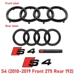 Glossy Black 192mm 275mm Car Styling Hood Front Bonnet Grill Rear Trunk S4 Badge Emblem Stickers For Audi S4 2010-2019 Accessory