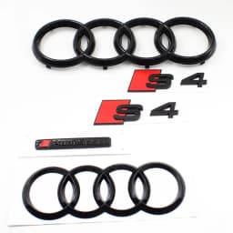 Glossy Black 192mm 275mm Car Styling Hood Front Bonnet Grill Rear Trunk S4 Badge Emblem Stickers For Audi S4 2010-2019 Accessory