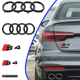 Glossy Black 192mm 275mm Car Styling Hood Front Bonnet Grill Rear Trunk S4 Badge Emblem Stickers For Audi S4 2010-2019 Accessory