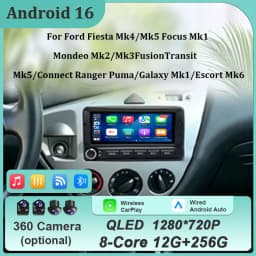 For Ford Fiesta Mk4 Mk5 Focus Mk1 Mondeo Mk2 Mk3 Fusion Transit Connect Ranger Puma Galaxy Mk1 Escort Mk6 Radia Player 6.86" 4G
