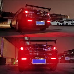 For Mitsubishi Lancer Evolution X Outlander Red LED Bumper Reflector Lights Brake Tail Light W/ Sequential Turn Signal 12V