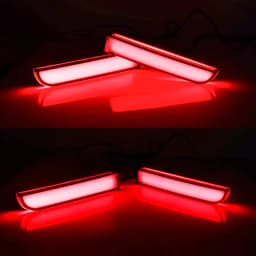 For Mitsubishi Lancer Evolution X Outlander Red LED Bumper Reflector Lights Brake Tail Light W/ Sequential Turn Signal 12V