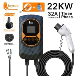 Feyree EV Charger GB/T Socket EVSE Wallbox 32A 22KW 3Phase 16A 11KW Electric Vehicle APP Control Charging Station 7.6KW 5m Cable