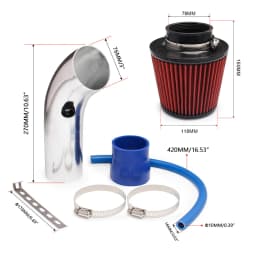 3" Cold Air Intake Pipe Kit & 76mm Air Filter, Car Cold Air Intake Turbo Filter Aluminum Air Filter Induction Flow Hose Pipe Kit