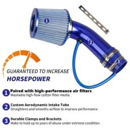 3" Cold Air Intake Pipe Kit & 76mm Air Filter, Car Cold Air Intake Turbo Filter Aluminum Air Filter Induction Flow Hose Pipe Kit