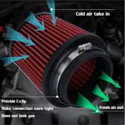 3" Cold Air Intake Pipe Kit & 76mm Air Filter, Car Cold Air Intake Turbo Filter Aluminum Air Filter Induction Flow Hose Pipe Kit