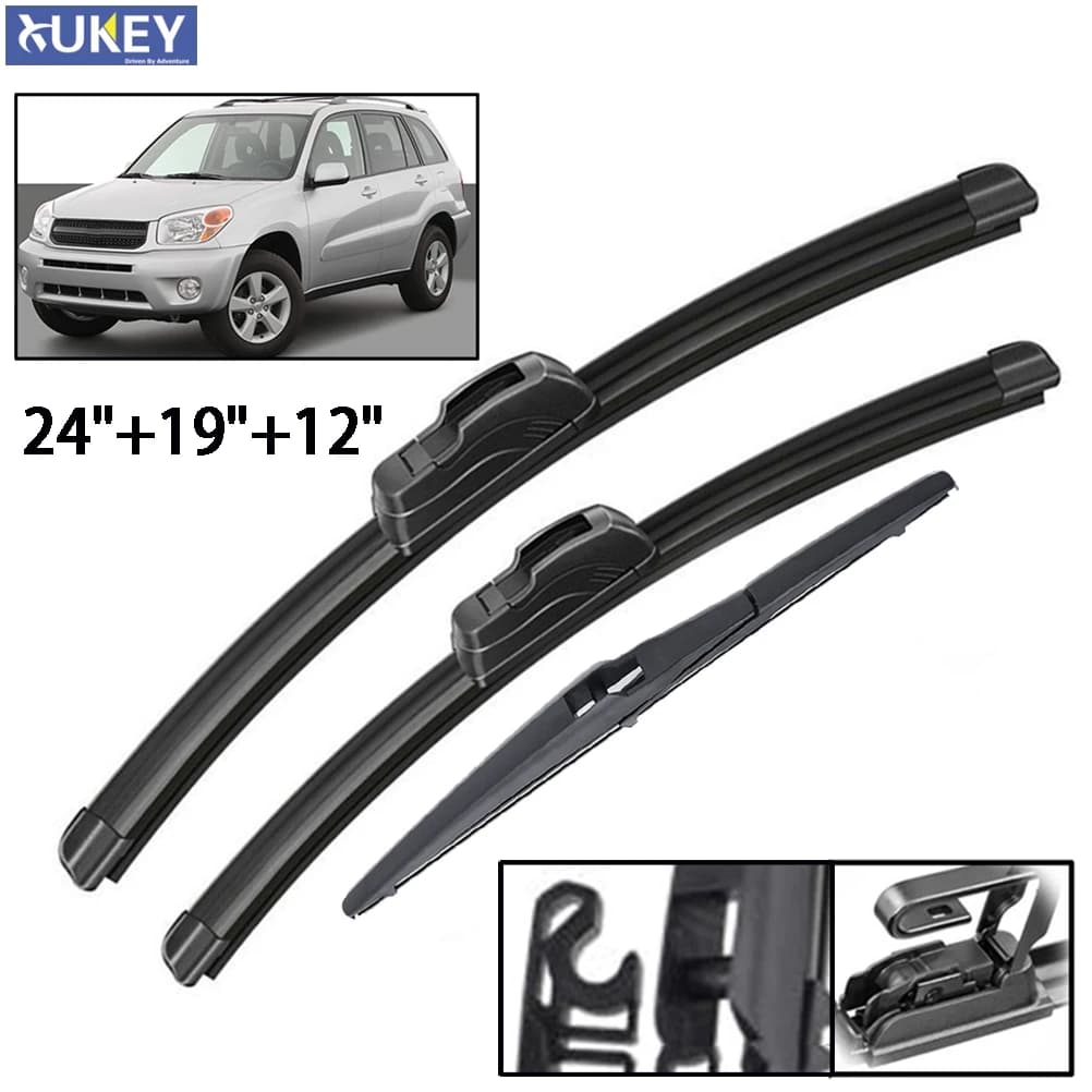 Xukey Front Rear Windscreen Wiper Blades Set For Toyota RAV4 XA20 2005 2004 2003 2002 2001 2000 24" 19" 12"