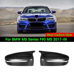 Real Dry Carbon Fiber Car Door Side Rearview Mirror Caps for BMW M5 Series F90 2017-IN OEM Style Mirror Cover Cap 1 Pair Glossy