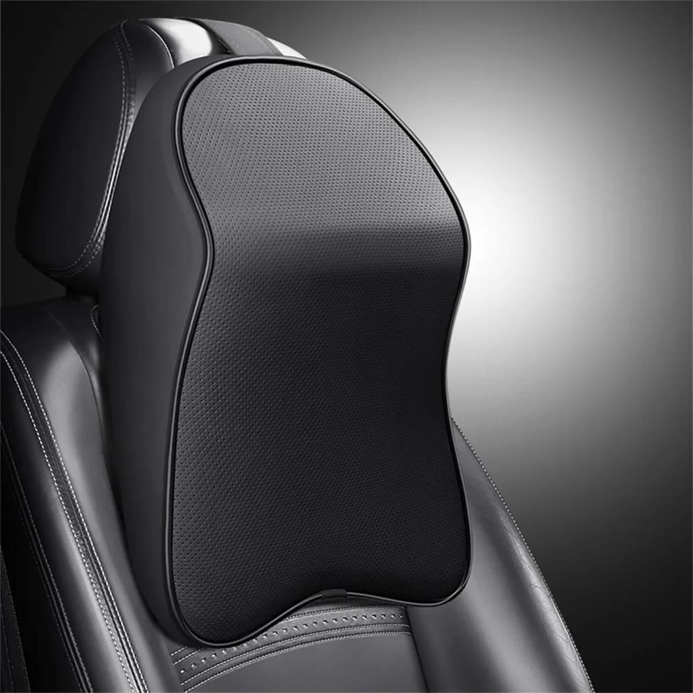 3D Nappa PU Leather Headrest Memory Foam Rest Pillow Headrest Car Neck Pillow Support for Car Pain Relief Travel Neck Support