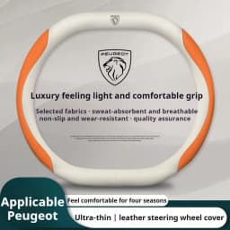 34cm For Peugeot Double D-Shaped Steering Wheel Cover Ultra-Thin Micro Fiber Leather Breathable 208 408 508 2008 3008 4008 5008