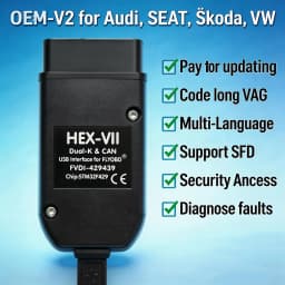 Free Updating VCDS-HEX VII VAGCOM V25.3 HEX V2 VAG Scanner Tools USB Interface For VW AUDI Skoda Seat Unlimited VINs OBD Tool