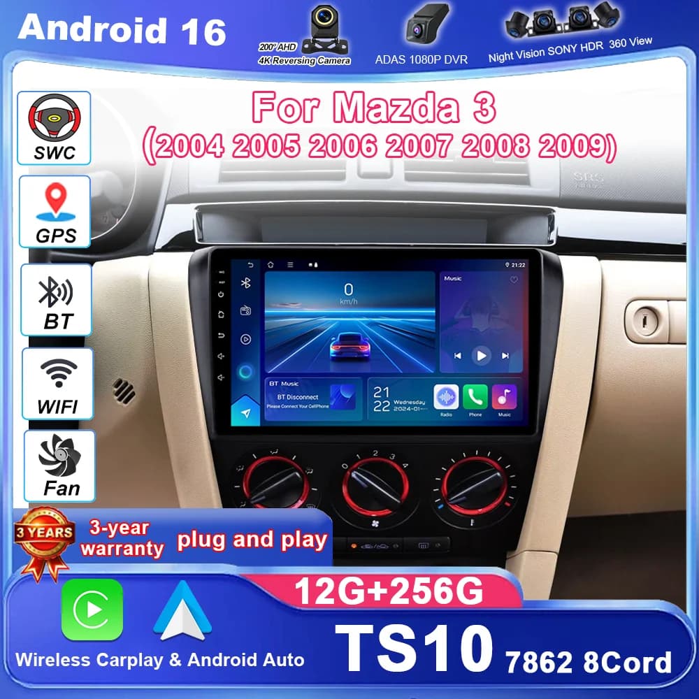 Android For Mazda 3 2004 2005 2006 2007 2008 2009 Car Radio Multimidia Player GPS Navigation Carplay Car Intelligent Systems 4G