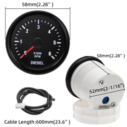 52mm Car Tachometer Gauge 0-6000 RPM Tacho Meter With White Backlight For 1-20 Cylindera For Diesel Engine Car 12V Customized