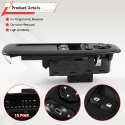 Window Glass Lifter Control Master Switch Panel Without Folding Fits For Peugeot 208 2008 3008 5008 2018 96751127ZD 96751120ZD
