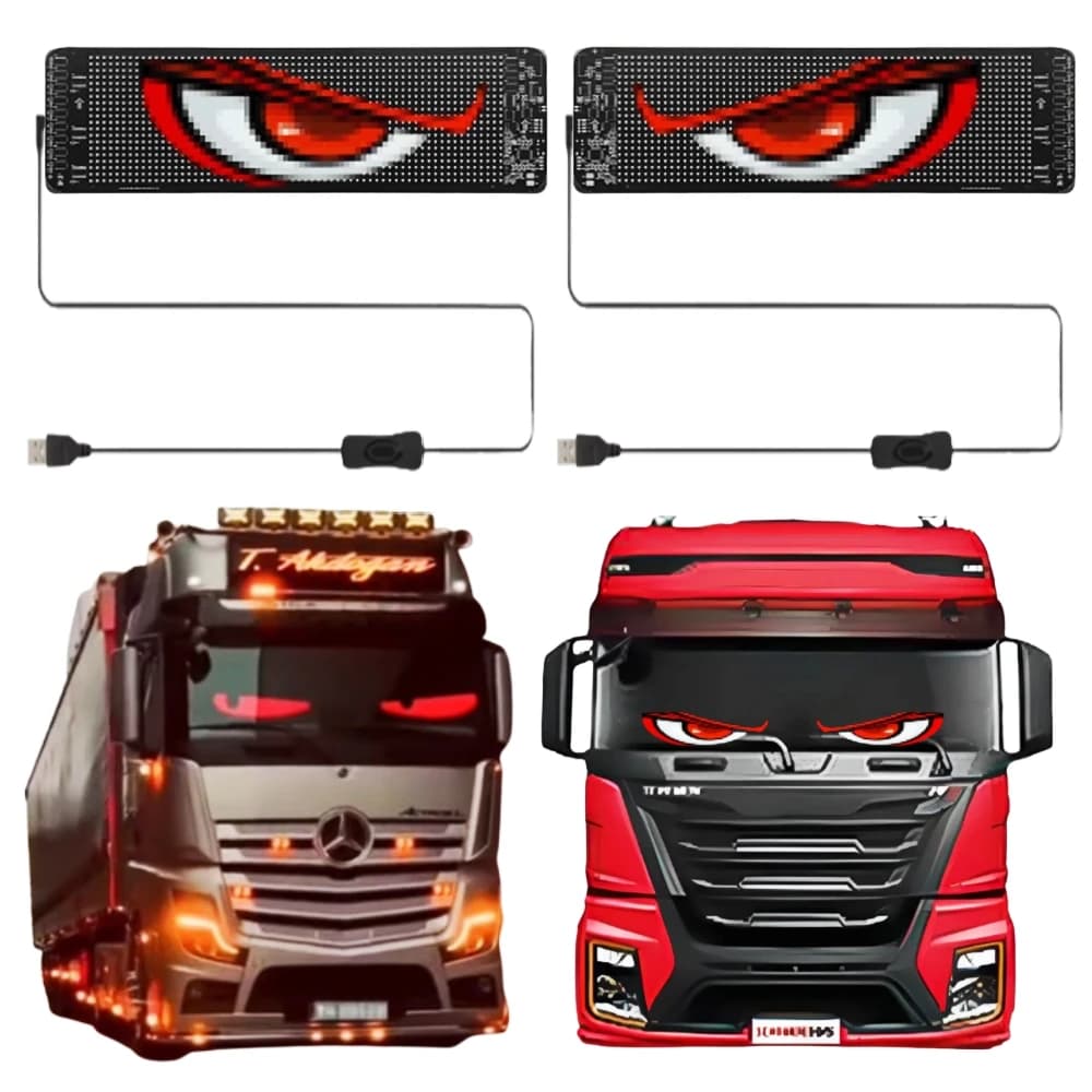2PCS Car Eyes LED Display Animated Devil LED Eyes Truck Car Window LED Eyes Flexible LED Display Screen Panel For Windshield