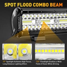 NAOEVO 20 Inch LED Light Bar 4Inch LED Lights 100W 24000LM Waterproof LED Off Road Driving Fog Lights Spot Flood Combo Light Bar