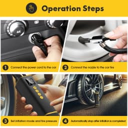 CARSUN Car Tire Air Pump 12V 150PSI Air Compressor Portable Wired Inflator For Car Motorcycle Bicycle with Extended Power Cord ﻿