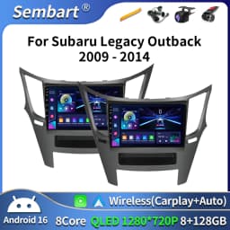 QLED Android 16 For Subaru Outback Impreza Legacy 2009-2014 Car Radio Stereo Multimedia Player GPS Navigation Wireless Carplay
