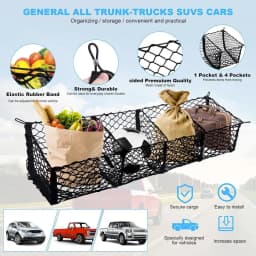 Cargo Net Trunk Bed Organizer,Mesh Storage Net with 4 Metal Hooks, Heavy Duty Cargo Net for SUV,Car,Pickup Truck Bed