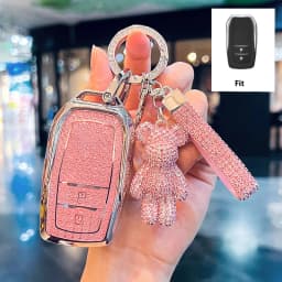 Diamond Pink for Toyota CHR Hilux Fortuner Land Cruiser 200 Camry Corolla Crown RAV4 Highland Remote Car Key Case Cover Fob Bag