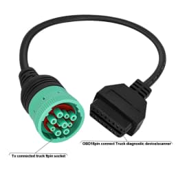 J1939 OBD Cable 9pin to 16pin Heavy Duty Truck OBD2 Diagnosctic Adapter Cable for Cummins 0.3M J1939 OBDII Converter Connector