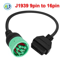 J1939 OBD Cable 9pin to 16pin Heavy Duty Truck OBD2 Diagnosctic Adapter Cable for Cummins 0.3M J1939 OBDII Converter Connector