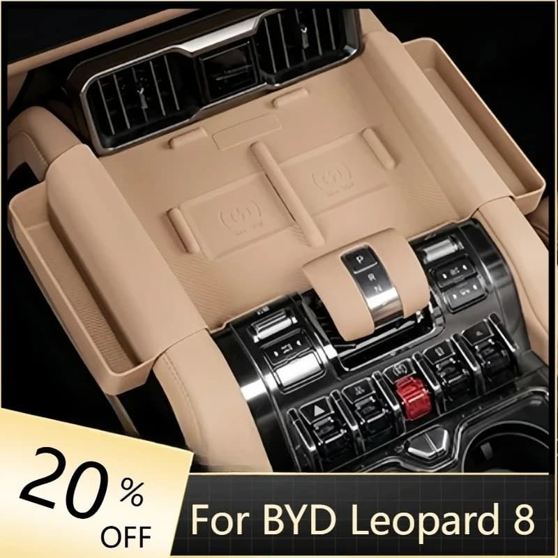 Fit for BYD Leopard 8 Auto Wireless Charging Silicone Pad Modified Auto Center Control Anti-skid Pad Storage Box Upgrade Parts