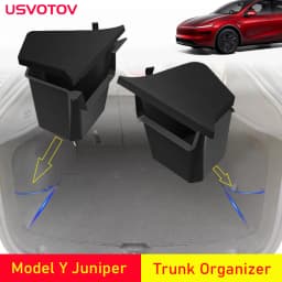 USVOTOV Trunk Organizer for Tesla Model Y Juniper Launch Refresh 2025 Rear Trunk Storage Bins Side Box Organiser TPE Accessories
