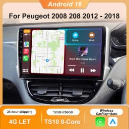 Android Car For Peugeot 2008 208 2012 - 2018 Multimedia Player Navigation GPS Carplay QLED Touch Screen Auto Stereo WIFI No 2din