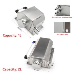 1L/2L Square Engine Coolant Radiator Overflow Oil Catch Can Reservoir Oil Fuel Tank With Drain Plug Breather Aluminum
