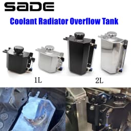 1L/2L Square Engine Coolant Radiator Overflow Oil Catch Can Reservoir Oil Fuel Tank With Drain Plug Breather Aluminum