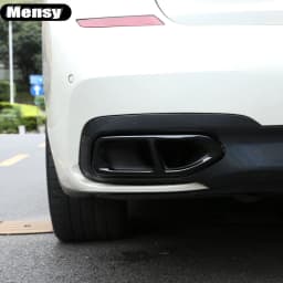 2Pcs Glossy Black Steel Car Exhaust Muffler Pipe Tip Cover Trim For BMW 7 Series F01 G11 G12 730 740 750li 2009-2022 Accessories