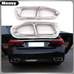 2Pcs Glossy Black Steel Car Exhaust Muffler Pipe Tip Cover Trim For BMW 7 Series F01 G11 G12 730 740 750li 2009-2022 Accessories