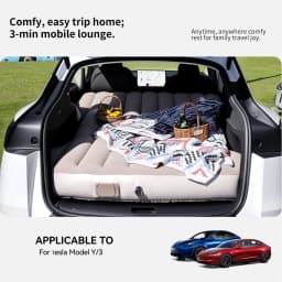 YZ For Tesla Model Y Juniper PVC 2021-2025 Inflatable Mattress Outdoor Camping Inflatable Special Suede Fabric Car Travel Bed