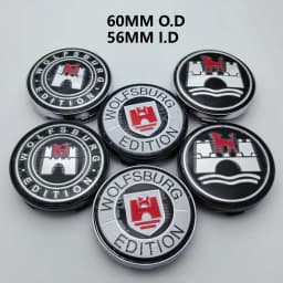 4pcs 60MM Clips 56MM Wolfsburg Logo Emblem Car Wheel Center Caps Rim Hubcaps Cap Wheels Hub Dust Cover Replace Car Accessories