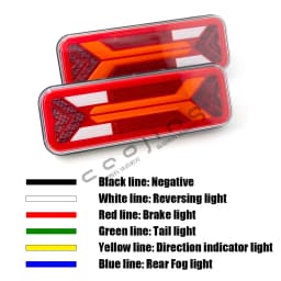 2PCS 12V 24V LED Combination Tail Light Turn Signal Brake Rear Fog Lamp Waterproof For Trailer Truck Reflector Reverse light
