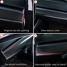 For Tesla Model 3 Y Dashboard Panel Cover Door Trim Decoration Sticker Model3 ABS Carbon Fiber Pattern Decor Accessories