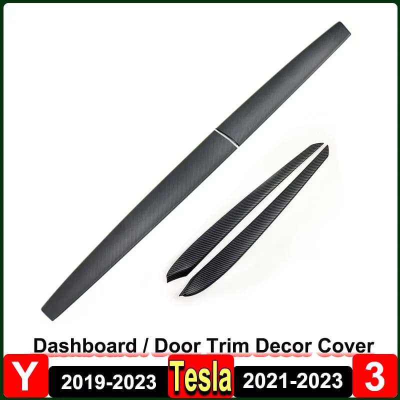For Tesla Model 3 Y Dashboard Panel Cover Door Trim Decoration Sticker Model3 ABS Carbon Fiber Pattern Decor Accessories