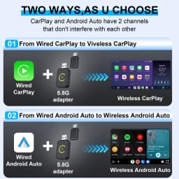 2 in 1 NEW Wireless CarPlay Android Auto Adapter USB Dongle Smart Mini Box Bluetooth Wifi Plug And Play for OEM Car Stereo