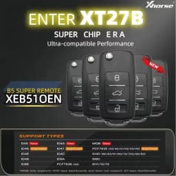 5PCS XHORSE XEB510EN B5 Super Remote Key 3 Buttons with XT27B Super Chip for B5 Type for VVDI2, VVDI Key Tool Max Pro