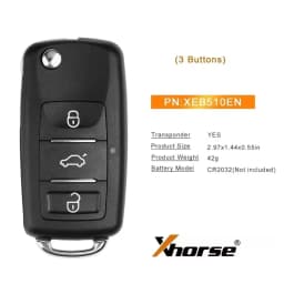 5PCS XHORSE XEB510EN B5 Super Remote Key 3 Buttons with XT27B Super Chip for B5 Type for VVDI2, VVDI Key Tool Max Pro